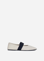 Elastic Ballerina Flat in Ivory - CO Collections